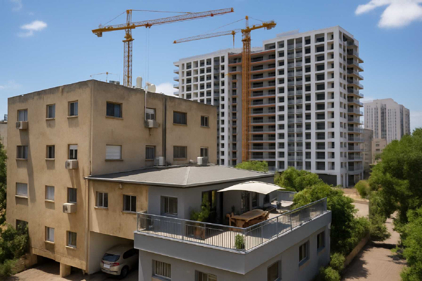 פינוי בינוי בדירה עם הצמדת גג או חניה